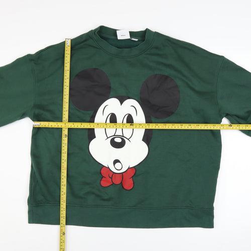 Disney Women Green Mickey Mouse Pullover Sweatshirt Size L 14/16