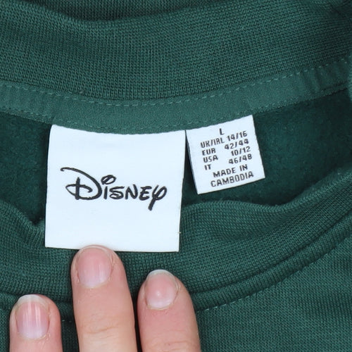 Disney Women Green Mickey Mouse Pullover Sweatshirt Size L 14/16