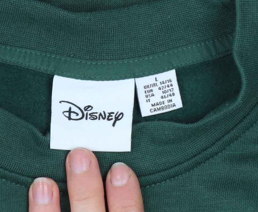 Disney Women Green Mickey Mouse Pullover Sweatshirt Size L 14/16