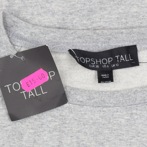 Topshop Tall Women's Grey Unicorn Print Cotton Blend Sweatshirt UK 10