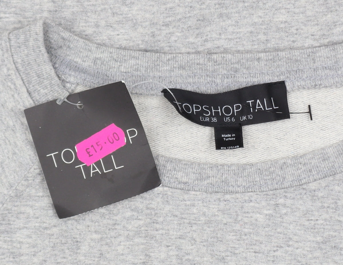 Topshop Tall Women's Grey Unicorn Print Cotton Blend Sweatshirt UK 10