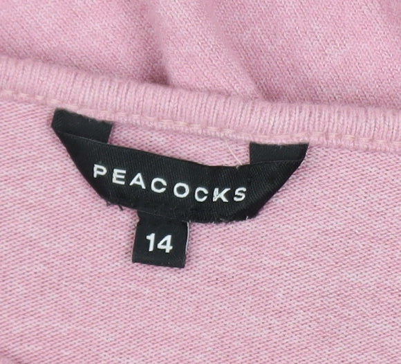 Peacocks Women Pink Long Sleeve Pullover Sweatshirt Size 14