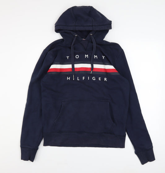 Tommy Hilfiger Men's Blue Pullover Hoodie L Logo Fleece