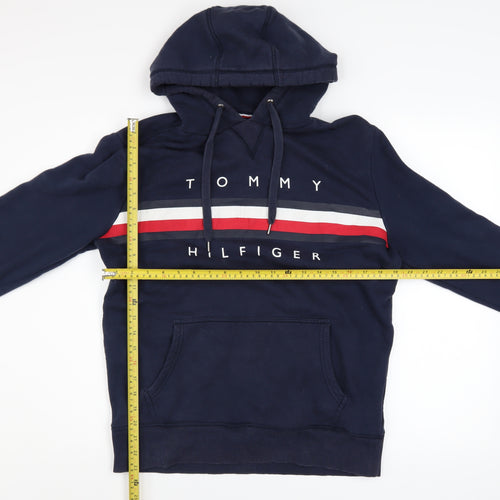 Tommy Hilfiger Men's Blue Pullover Hoodie L Logo Fleece