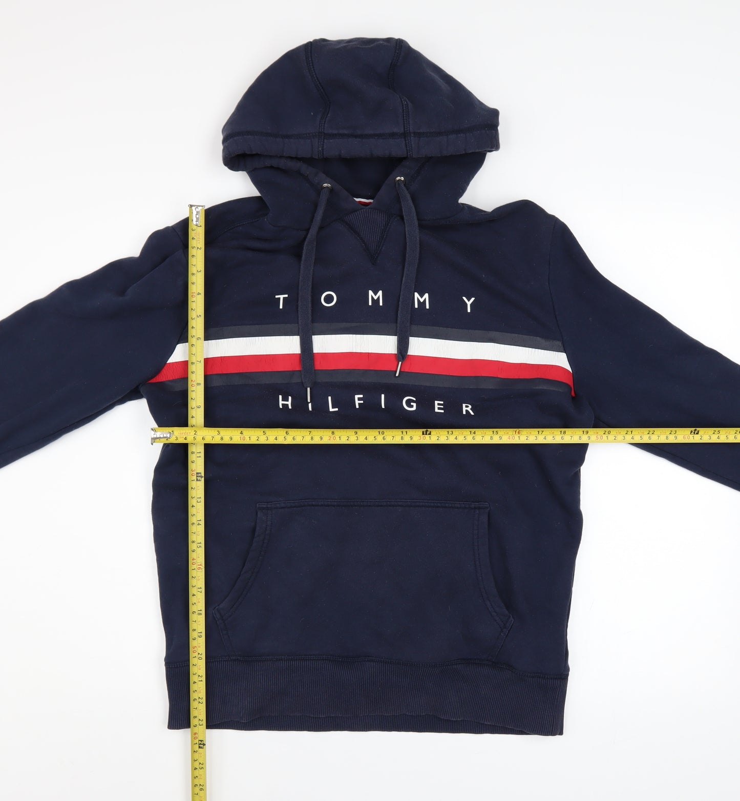 Tommy Hilfiger Men's Blue Pullover Hoodie L Logo Fleece