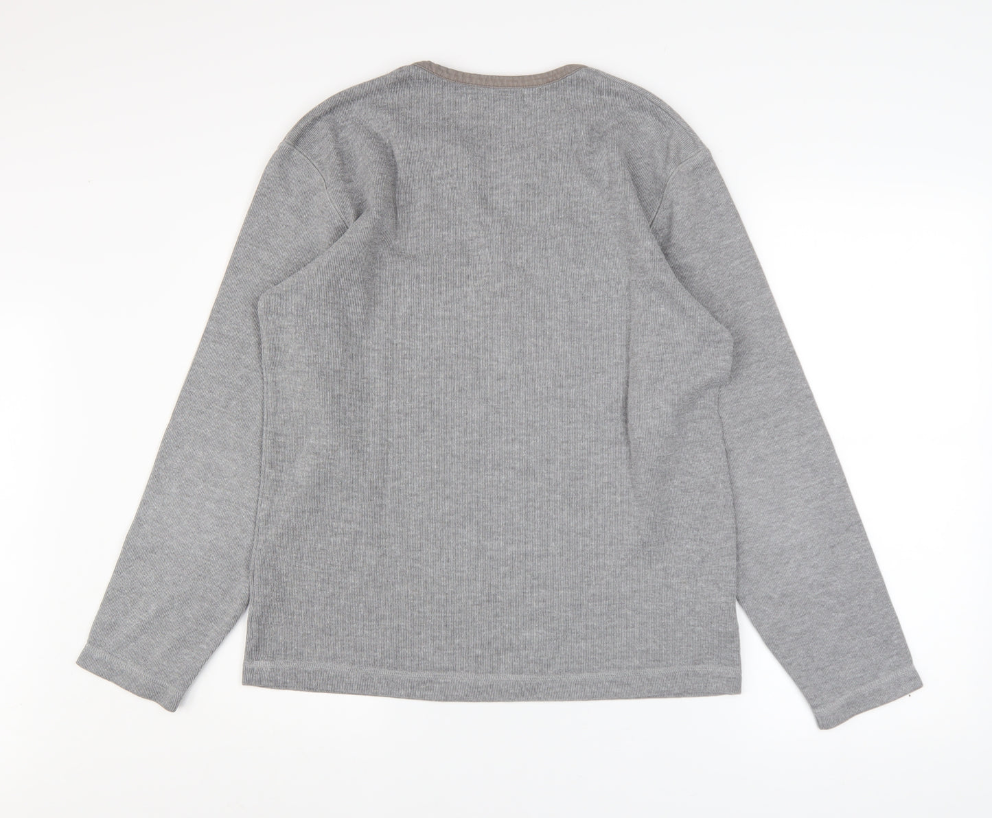 Easy Men's Grey Henley Knit Jumper Size M Cotton Blend