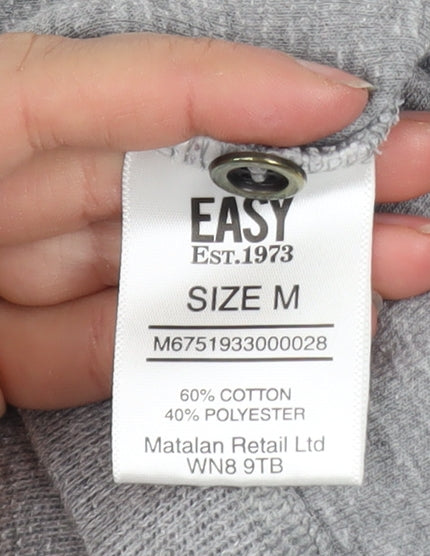 Easy Men's Grey Henley Knit Jumper Size M Cotton Blend