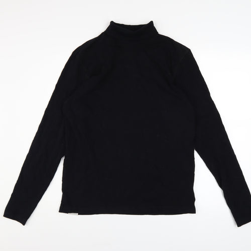 Jack & Jones Men's Black Roll Neck Cotton Jumper Size M