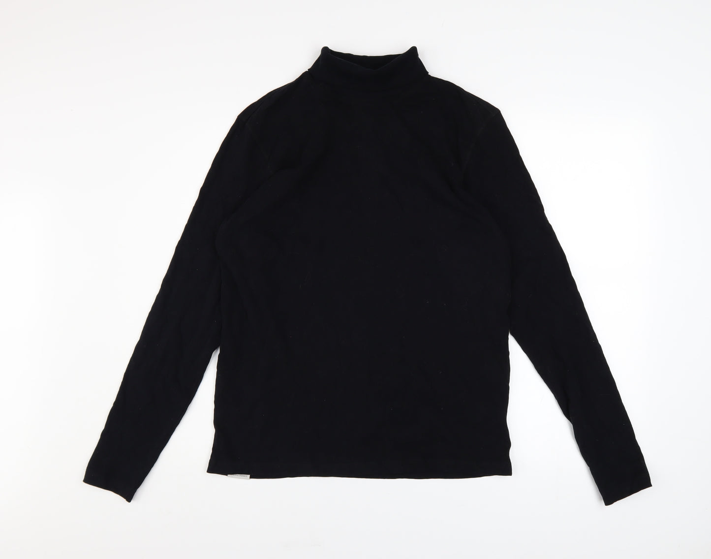 Jack & Jones Men's Black Roll Neck Cotton Jumper Size M