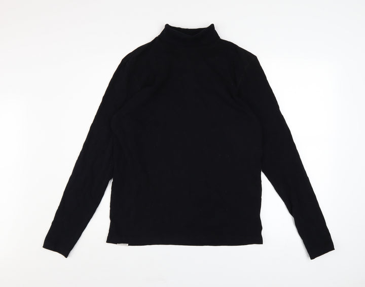 Jack & Jones Men's Black Roll Neck Cotton Jumper Size M