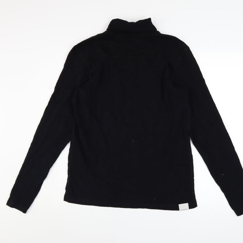 Jack & Jones Men's Black Roll Neck Cotton Jumper Size M