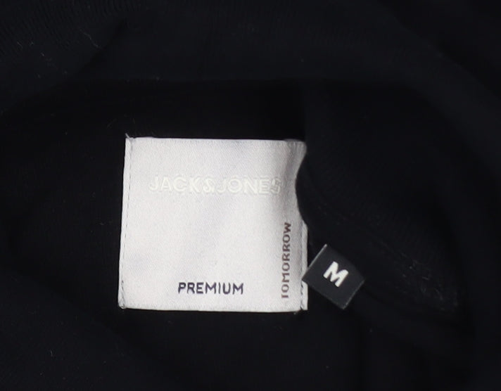 Jack & Jones Men's Black Roll Neck Cotton Jumper Size M
