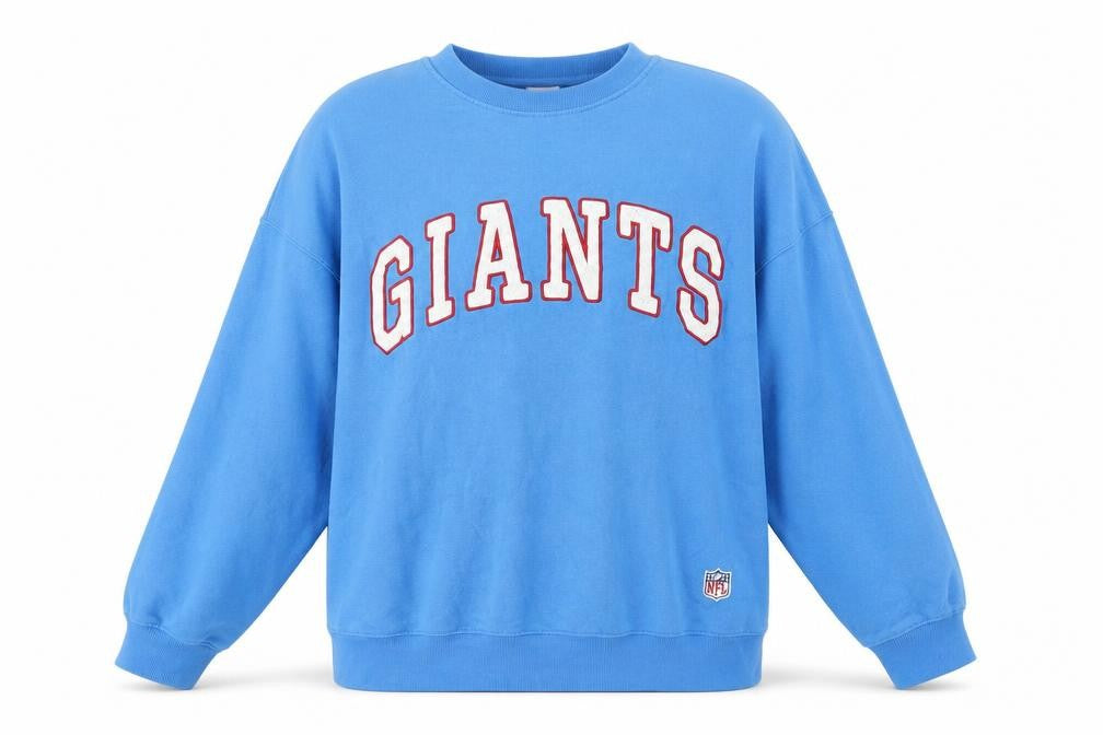 Front view of H&M Men's Blue Giants Logo Pullover Sweatshirt, size L