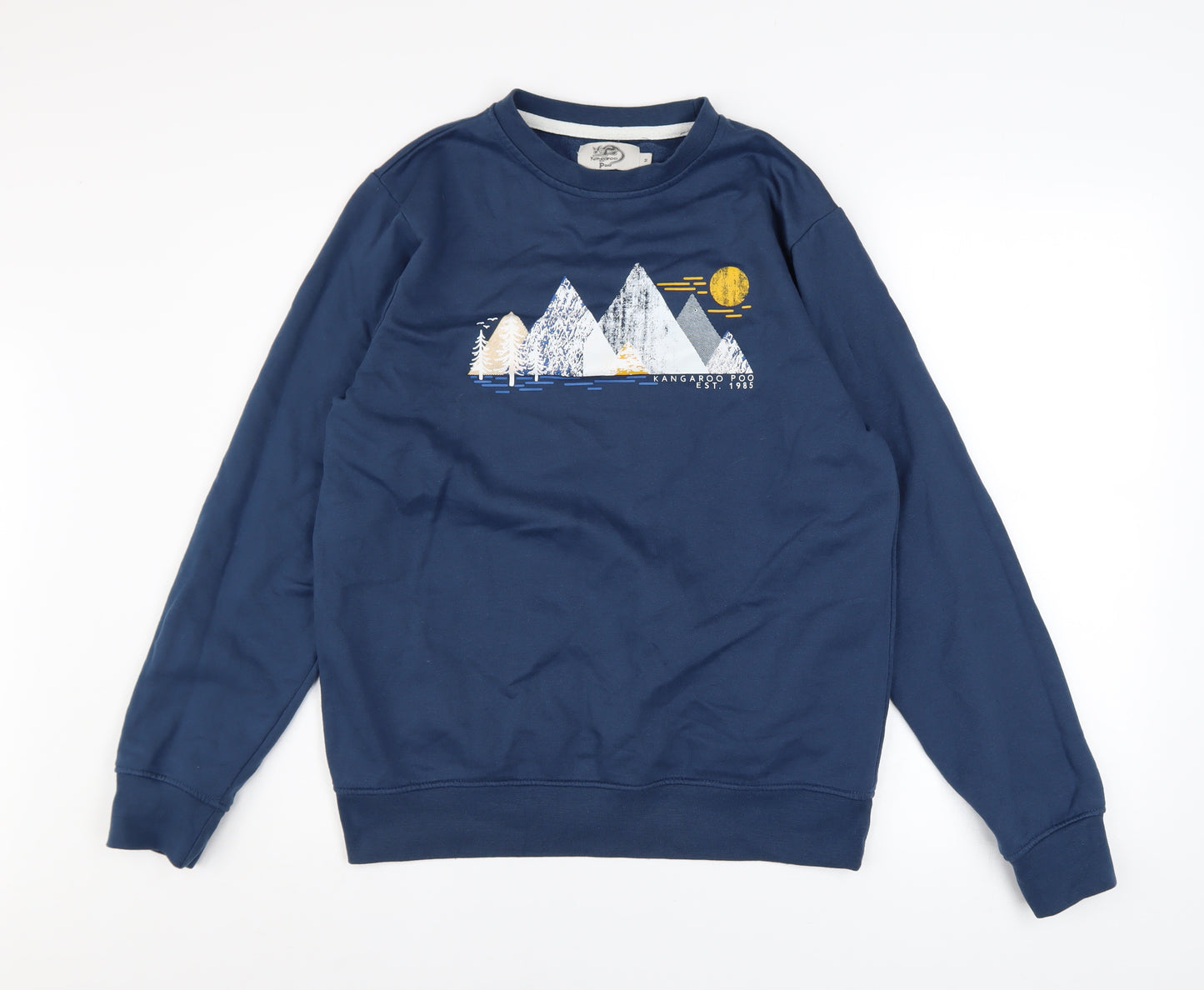 Kangaroo Poo Men’s Blue Graphic Crew Neck Sweatshirt Size M