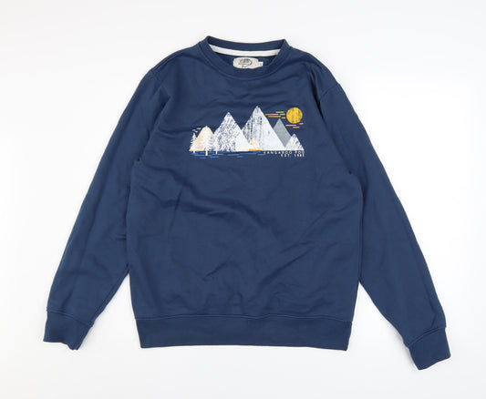 Kangaroo Poo Men’s Blue Graphic Crew Neck Sweatshirt Size M