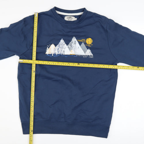 Kangaroo Poo Men’s Blue Graphic Crew Neck Sweatshirt Size M