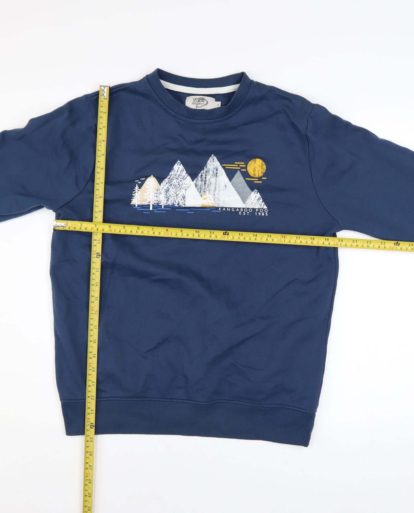 Kangaroo Poo Men’s Blue Graphic Crew Neck Sweatshirt Size M