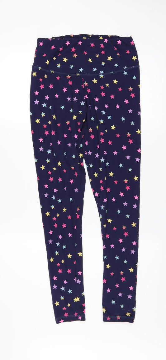 Next Women's Navy Multicoloured Star Print Cotton Stretch Ankle Leggings Size 12
