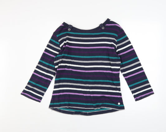 Maine New England Women's Multicoloured Stripe Boat Neck 3/4 Sleeve Top Size 16