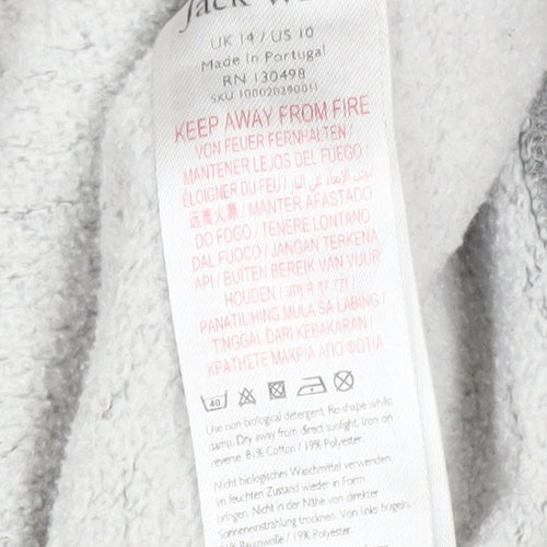 Jack Wills Womens Grey Size 14 Pullover Hoodie with Logo Print