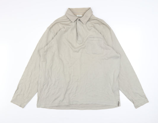 Marks and Spencer Men's Ash Grey Long Sleeve Henley Sweatshirt Large Cotton