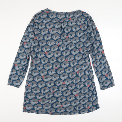 White Stuff Women's Blue Floral Cotton Tunic Top Size 16