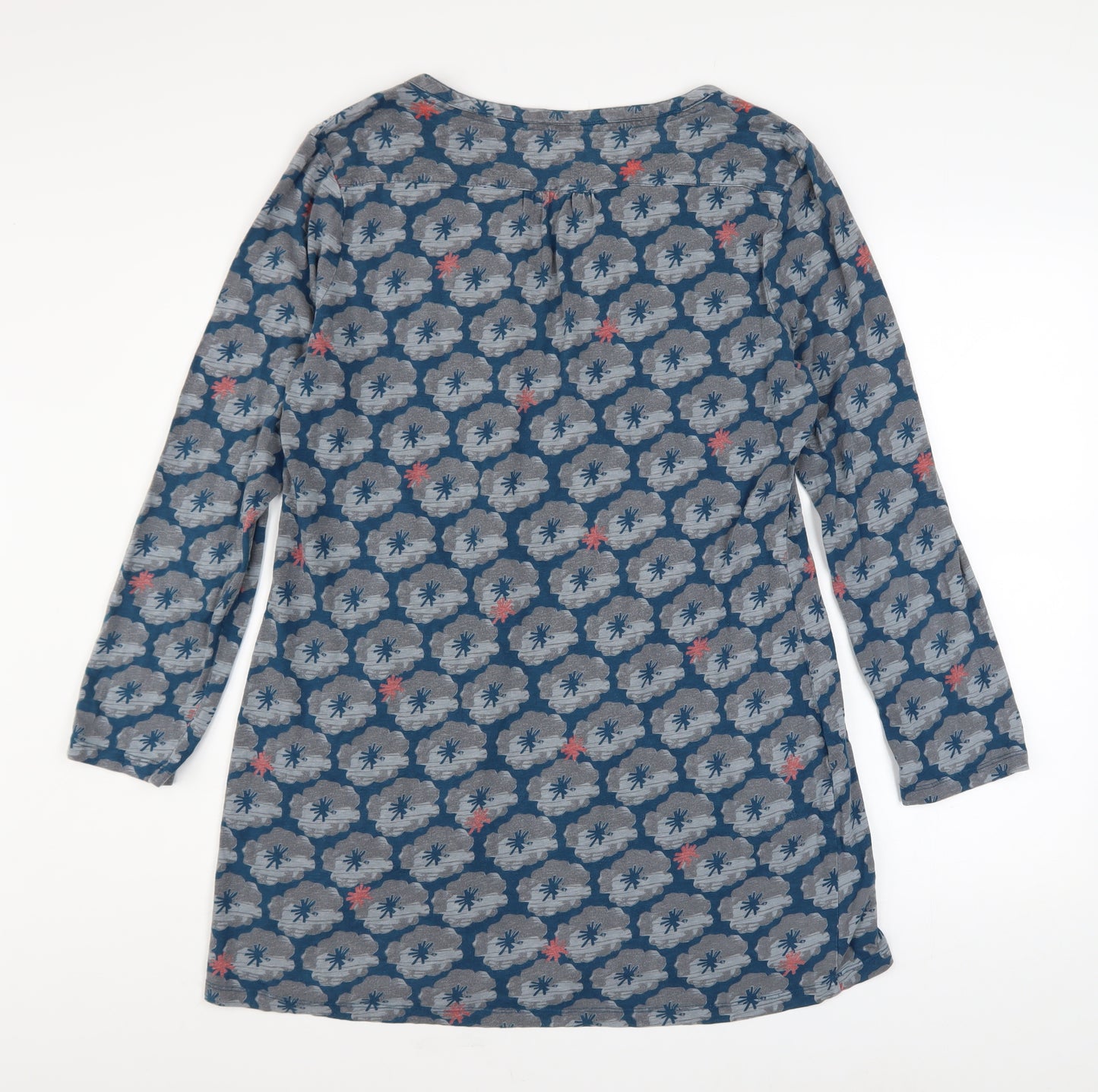 White Stuff Women's Blue Floral Cotton Tunic Top Size 16
