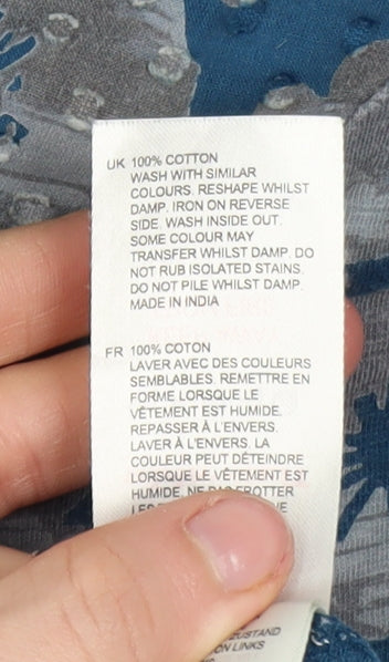 White Stuff Women's Blue Floral Cotton Tunic Top Size 16