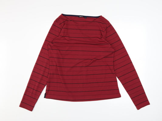Rohan Womens Red Striped Long Sleeve Boat Neck Top Size 14