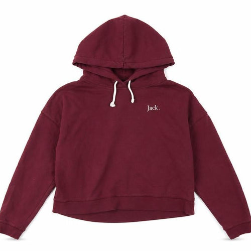 Jack Wills Womens Burgundy Pullover Hoodie UK 16 Cotton Blend