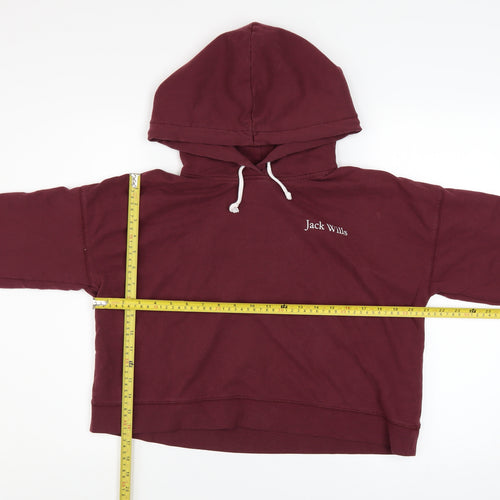 Jack Wills Womens Burgundy Pullover Hoodie UK 16 Cotton Blend