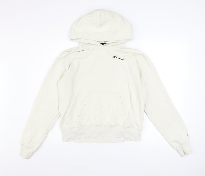 Champion Women's White Pullover Hoodie Large Cotton Blend