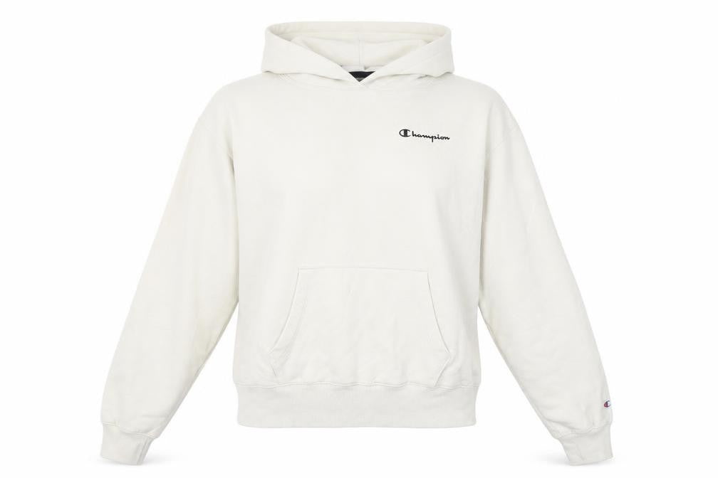 Front view of Champion Women's White Pullover Hoodie Large Cotton Blend