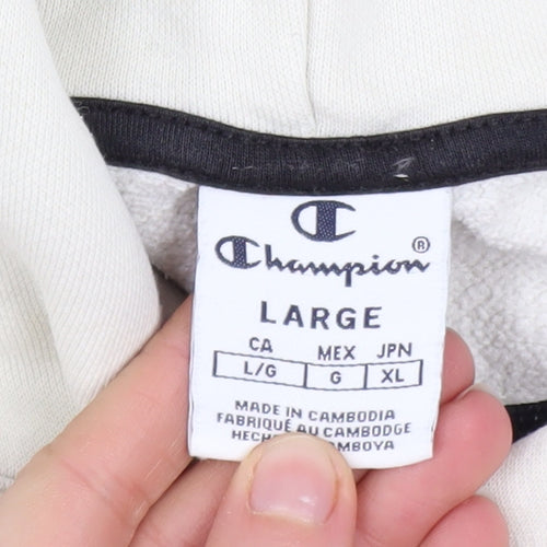 Champion Women's White Pullover Hoodie Large Cotton Blend