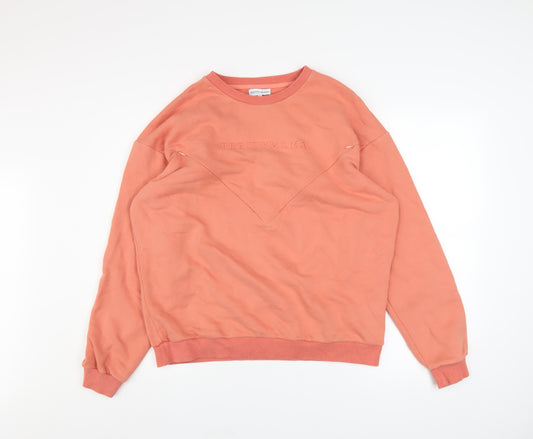 Pretty Mama Womens Coral Pink Pullover Sweatshirt Size S Casual Cotton Blend