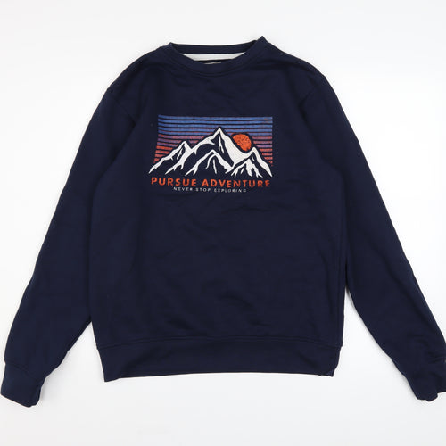 Kangaroo Poo Mens Blue Pullover Adventure Graphic Sweatshirt M