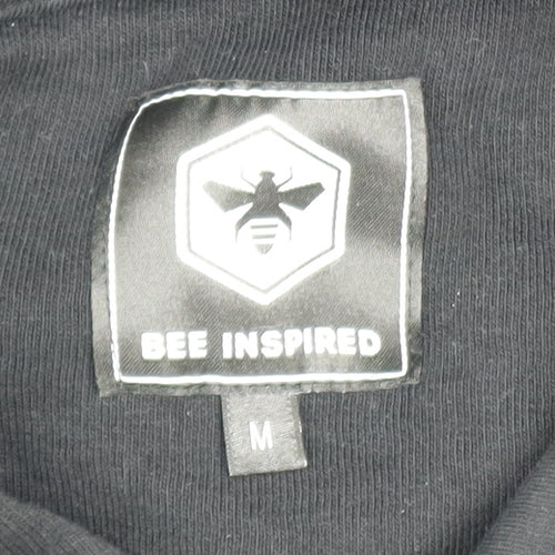 Bee Inspired Men's Black Embroidered Pullover Hoodie Size M