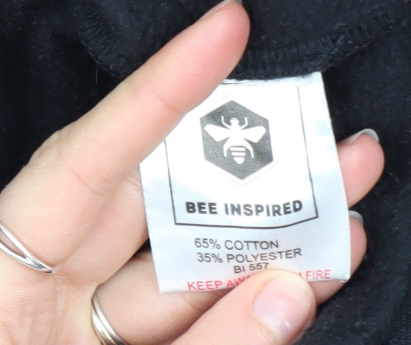 Bee Inspired Men's Black Embroidered Pullover Hoodie Size M