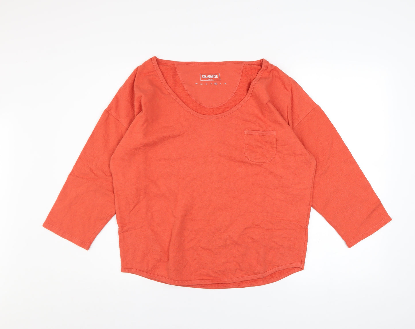 FC Jeans Women’s Orange Pullover Sweatshirt Medium Cotton Casual