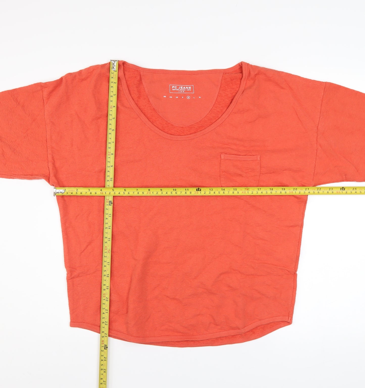 FC Jeans Women’s Orange Pullover Sweatshirt Medium Cotton Casual