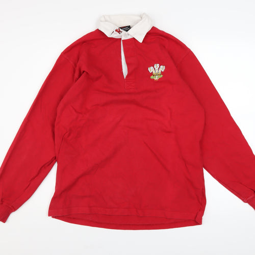 Manav Men's Red Collared Rugby Style Sweatshirt Size S
