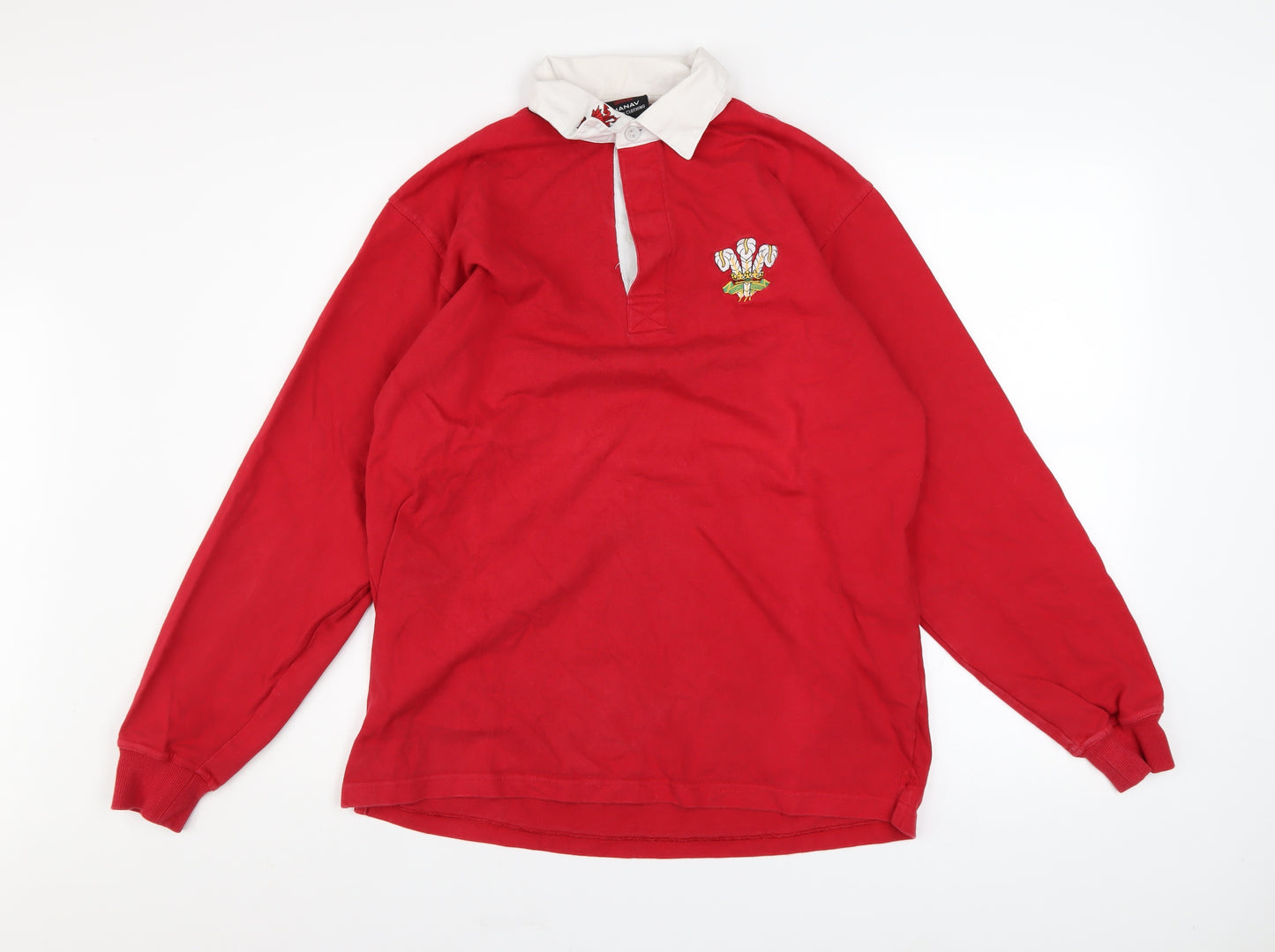 Manav Men's Red Collared Rugby Style Sweatshirt Size S