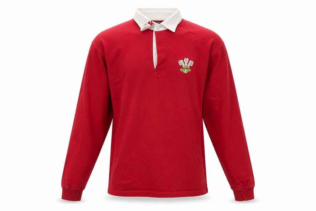 Front view of Manav Men's Red Collared Rugby Style Sweatshirt, size S