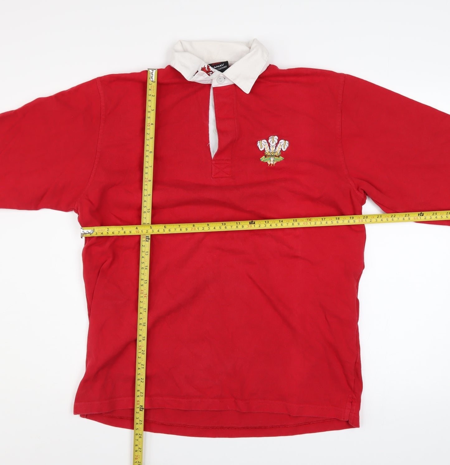 Manav Men's Red Collared Rugby Style Sweatshirt Size S