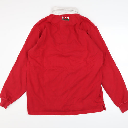 Manav Men's Red Collared Rugby Style Sweatshirt Size S