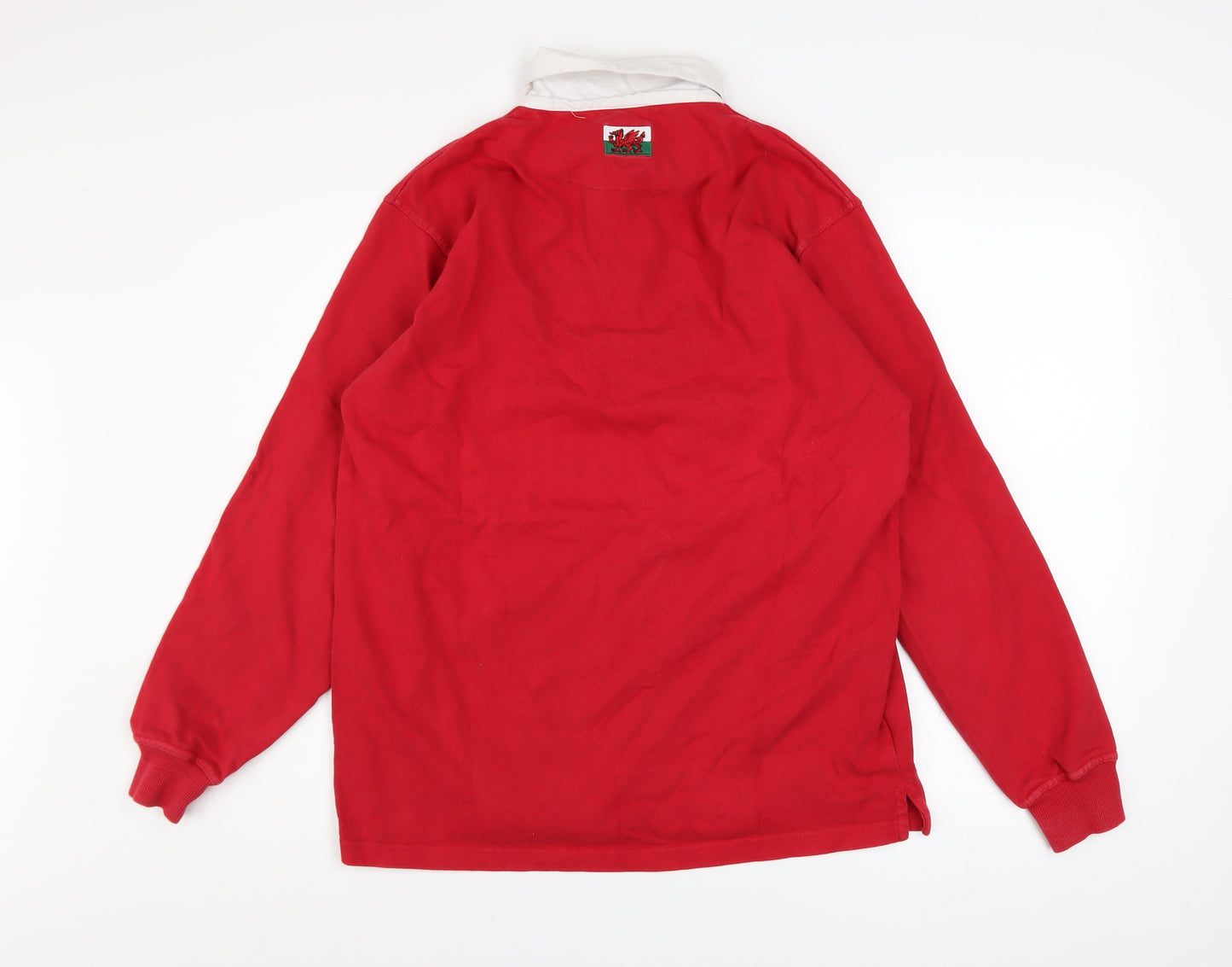 Manav Men's Red Collared Rugby Style Sweatshirt Size S