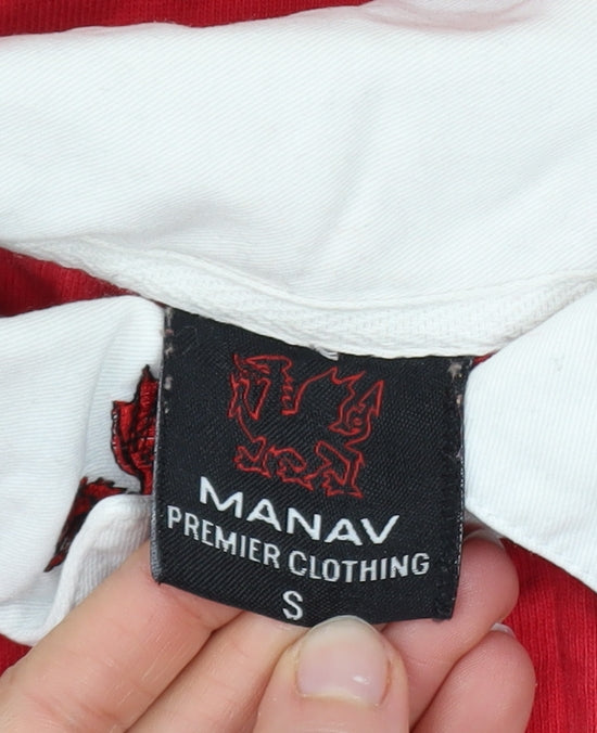 Manav Men's Red Collared Rugby Style Sweatshirt Size S