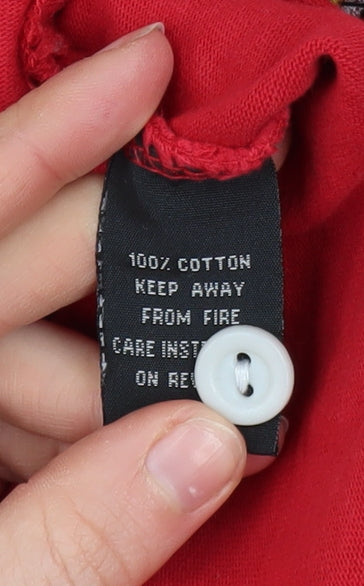 Manav Men's Red Collared Rugby Style Sweatshirt Size S