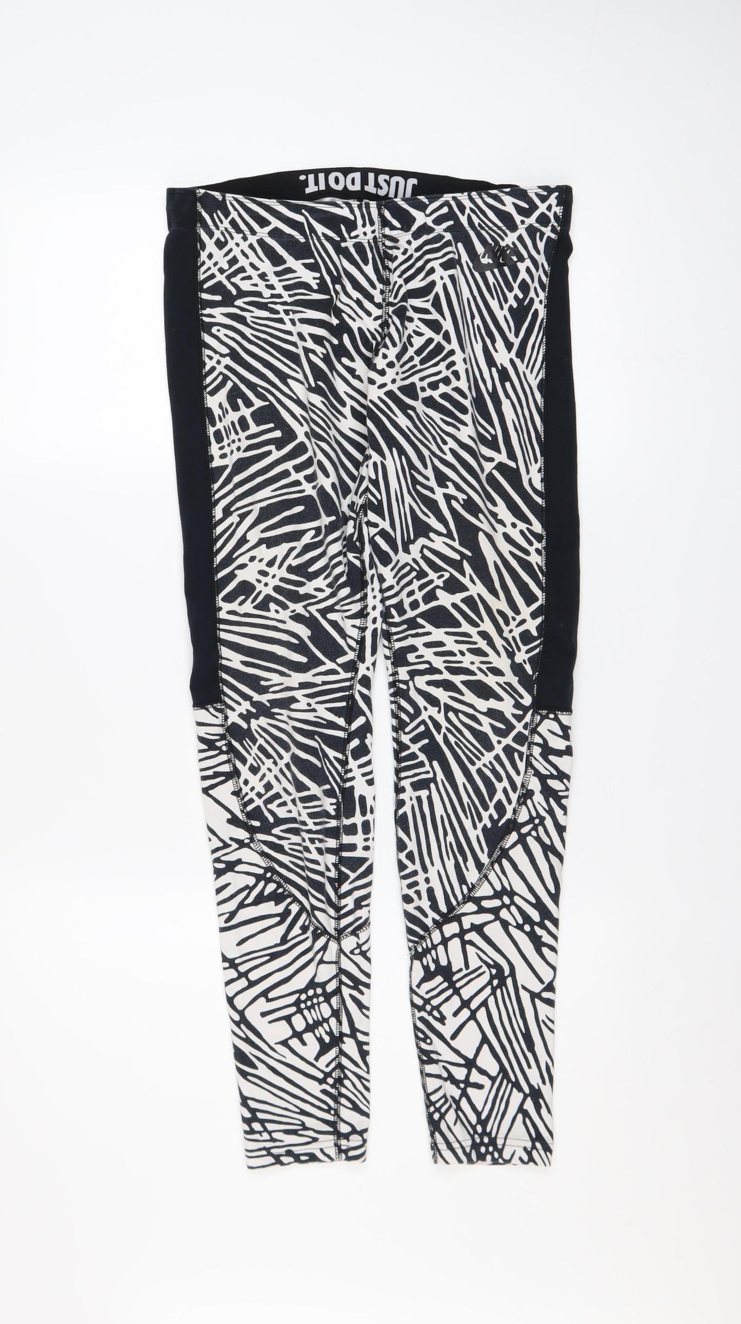 Nike Women's Black Geometric Print Stretch Leggings Size L