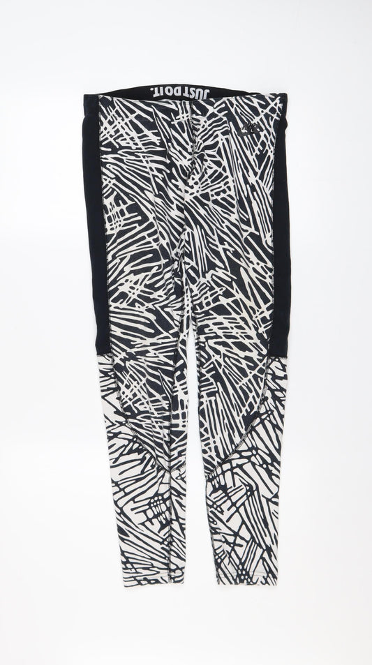 Nike Women's Black Geometric Print Stretch Leggings Size L